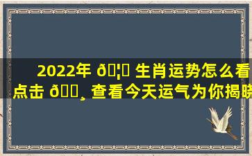 2022年 🦍 生肖运势怎么看点击 🕸 查看今天运气为你揭晓！